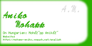 aniko mohapp business card